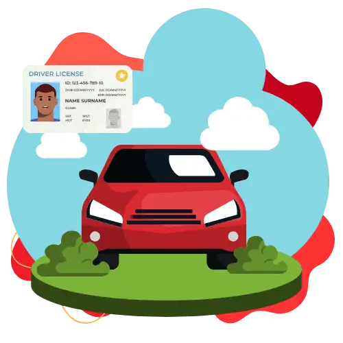 Driver license and car illustration